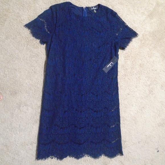 LULUS NWT 'Take Me to Brunch' Navy Lace Shift Dress - Picture 9 of 9